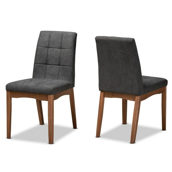 Baxton Studio Tara Mid-Century Modern Transitional Dark Grey Fabric Upholstered and Walnut Brown Finished Wood 2-Piece