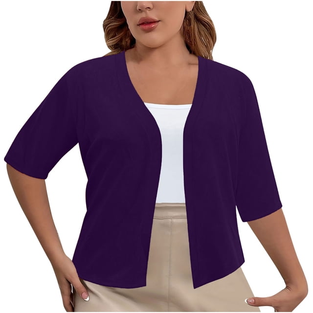 Chandail à Capuche Oversize pour Femmes, Chandail-Over Décontracté Sans Boutons, Col Rond, Grande Taille, Violet