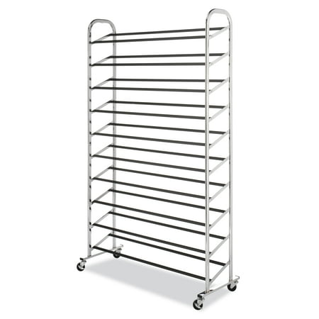 Mainstays 10 Tier Rolling Shoe Rack Silver Black Brickseek