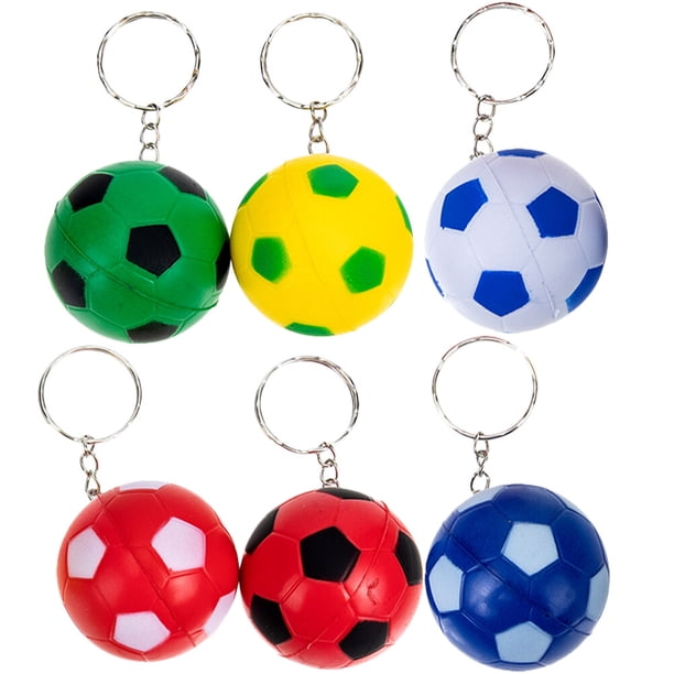 KAKOWELY 6 llaveros de fútbol divertidos con temática de fútbol, regalo de cumpleaños, recuerdos de fiesta para niños