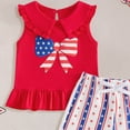 thumbnail image 4 of CAUYDY Toddler Girl 4th Of July Outfit American Flag Short Sleeve Shirt Patriotic Clothes Set 3 6 12 18 24 Months 2T 3T 4T (Sizes 2-3 Years,Red), 4 of 4