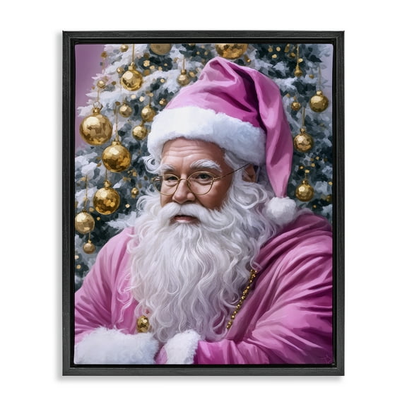 Stupell Industries Traditional Santa in Pink People Painting Black Floater Framed Canvas Art Print Wall Art, 17 x 21