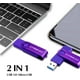 256GB OTG Lecteur Flash USB 2 en 1 Micro USB Photo Stick USB Haute Vitesse 3.0 Stockage Téléphone USB pour Appareils Android / Pc / Tablette / Mac (Violet) – image 2 sur 5