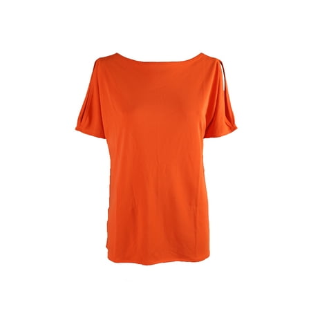 Lauren Ralph Lauren Orange Cold-Shoulder Boat Neck Top L
