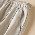 thumbnail image 5 of cfhntfmh Cotton Linen Pants for Women Lace Patchwork Elastic Waist Lounge Pants Baggy Wide Leg Trousers with Pockets, 5 of 7