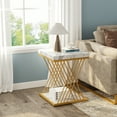 thumbnail image 2 of Tribesigns 2-Tier Side Square End Table, Modern Small Bedside Table with Storage for Couch, Sofa Side Table with Stylish Metal Frame for Living Room, White+Gold, 2 of 7