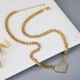 thumbnail image 2 of Giorgio Bergamo Gold Plated Micro Pave Heart, CZ Cubic Zirconia Cuban Link Necklace, Gold, 2 of 6