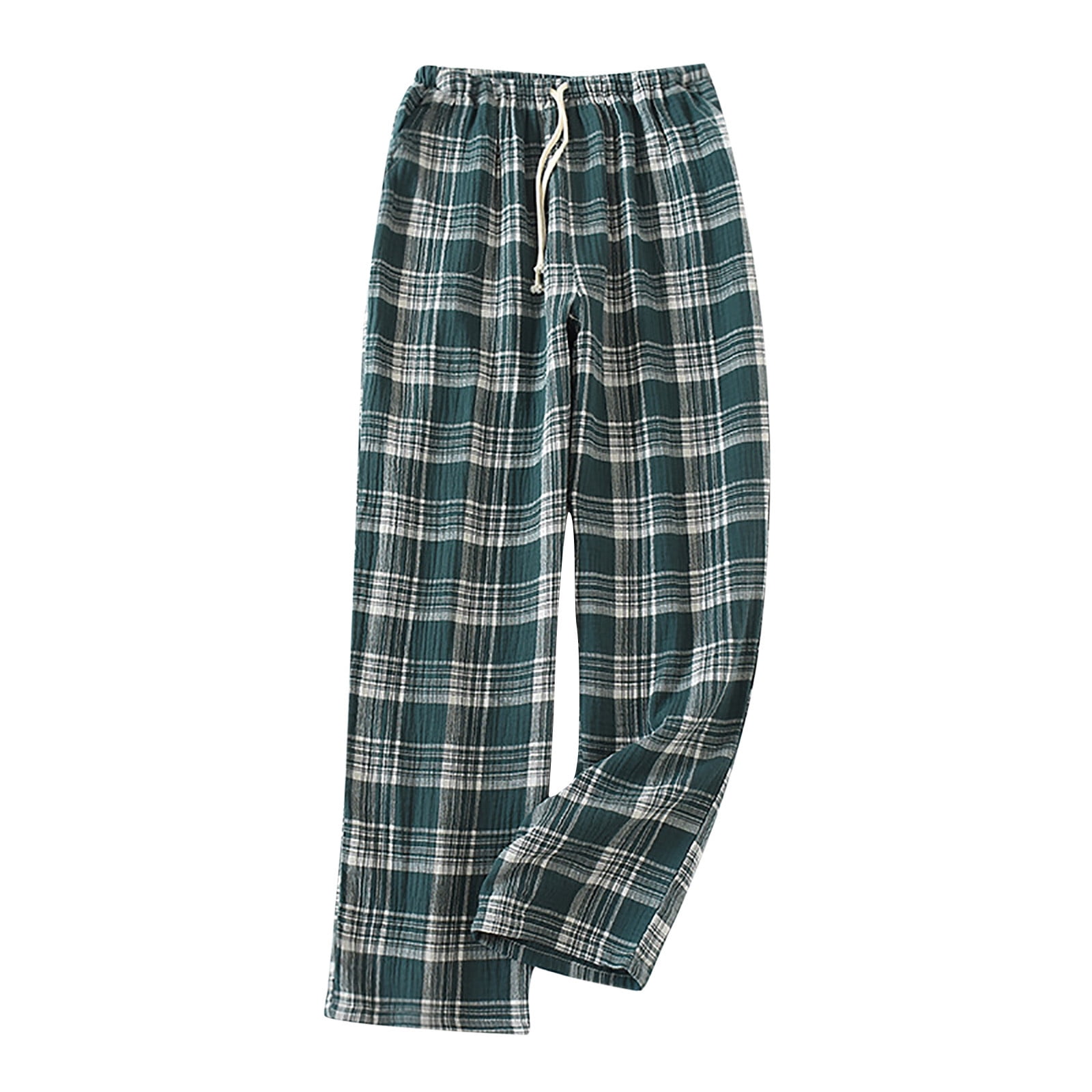 Blvb Pajama Pants For Men Casual Plaid Elastic Waist Drawstring Wide Leg Pants Loose Comfy Lounge Trousers Sleepwear Green