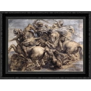 The Battle of Anghiari 24x19 Black Ornate Wood Framed Canvas Art by Da Vinci, Leonardo