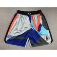 thumbnail image 1 of Nets Retro Embroidered Zipper Pocket Shorts Basketball Embroidered Shorts, 1 of 2