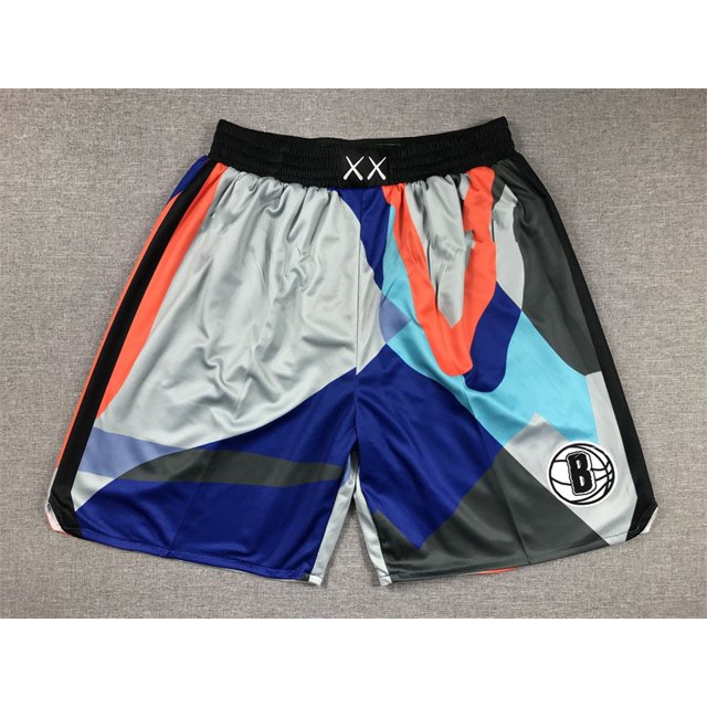 Nets Retro Embroidered Zipper Pocket Shorts Basketball Embroidered Shorts
