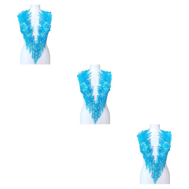 Cateissary Apliques de encaje exquisito para corpiño de boda DIY o accesorio para vestido de baile La mano de obra es exquisita azul claro A Type1 NO1