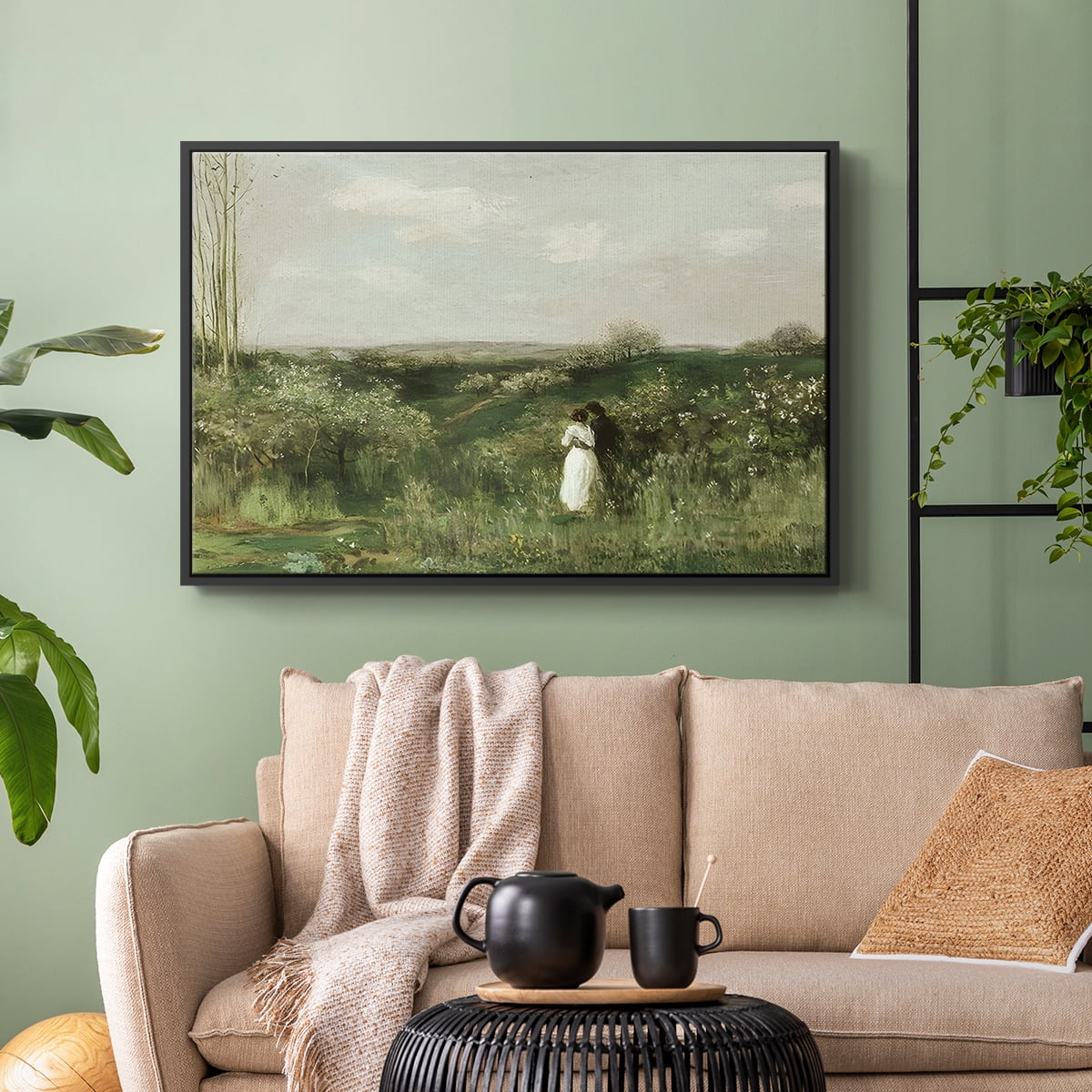 Vintage Landscape-CCXLVI By Wexford Home Framed in Black Wood Gallery Wrapped Canvas 27 in. x 41 in.