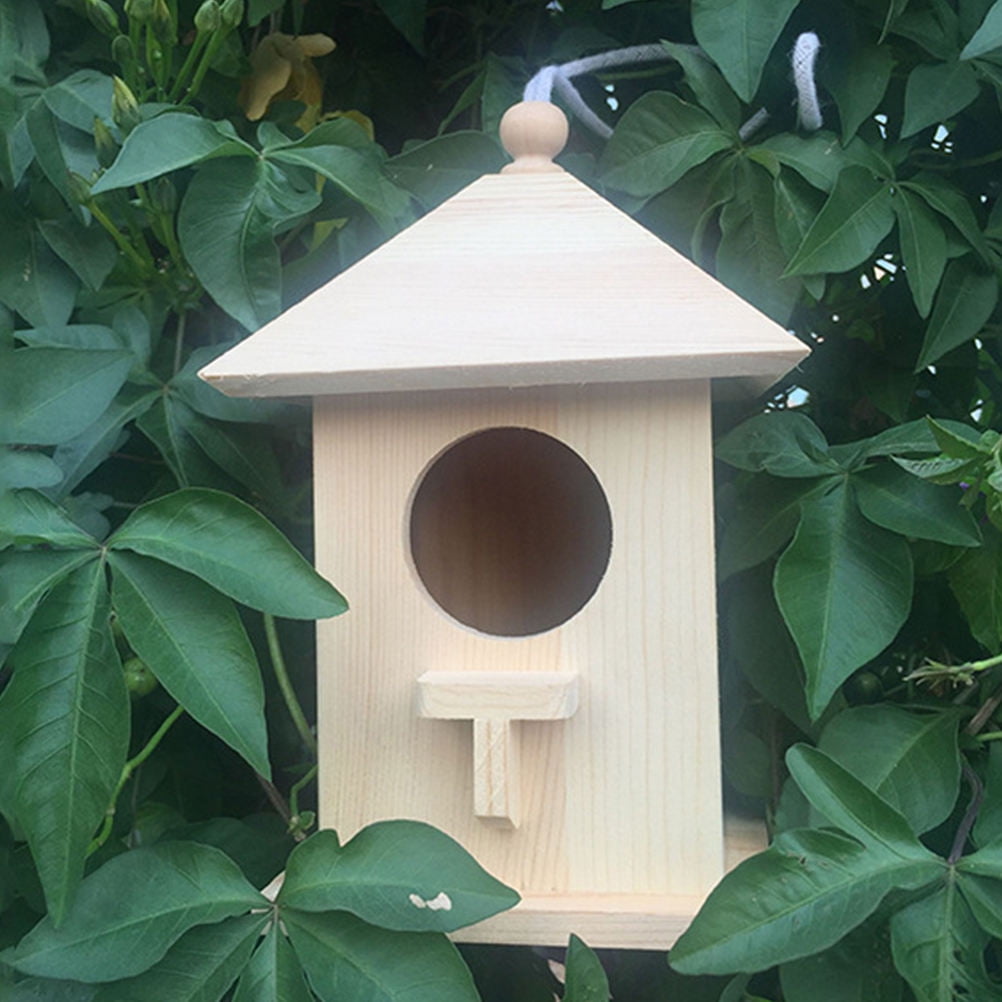 AURARMLET Wood Birds Nest for Garden Beige Natural Material Comfortable Bird Home