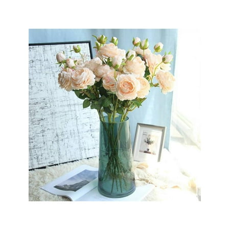 Contemporary Red Roses Bavy 3 Branches 3 Heads Artificial Flowers Western Roses European Peony Flowers Decorative Fake Flowers ()