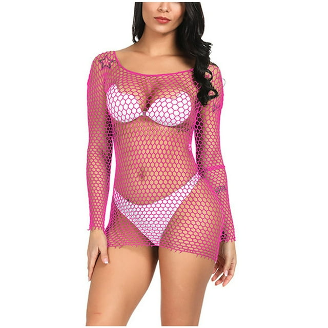 Lencería sexy para mujer Mallas Malla sin costuras Chemise Hollow Out Perspectiva Babydoll Vestido Ropa de dormir Camisón Fridja nalpqowj40594