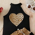 thumbnail image 6 of Hotiary Toddler Baby Girls Summer Leopard Print Dress Outfits Kids Halter Sleeveless Love Shirt + Bowknot Layered Skirt Two-Piece Set for 4-7 Years, 6 of 8