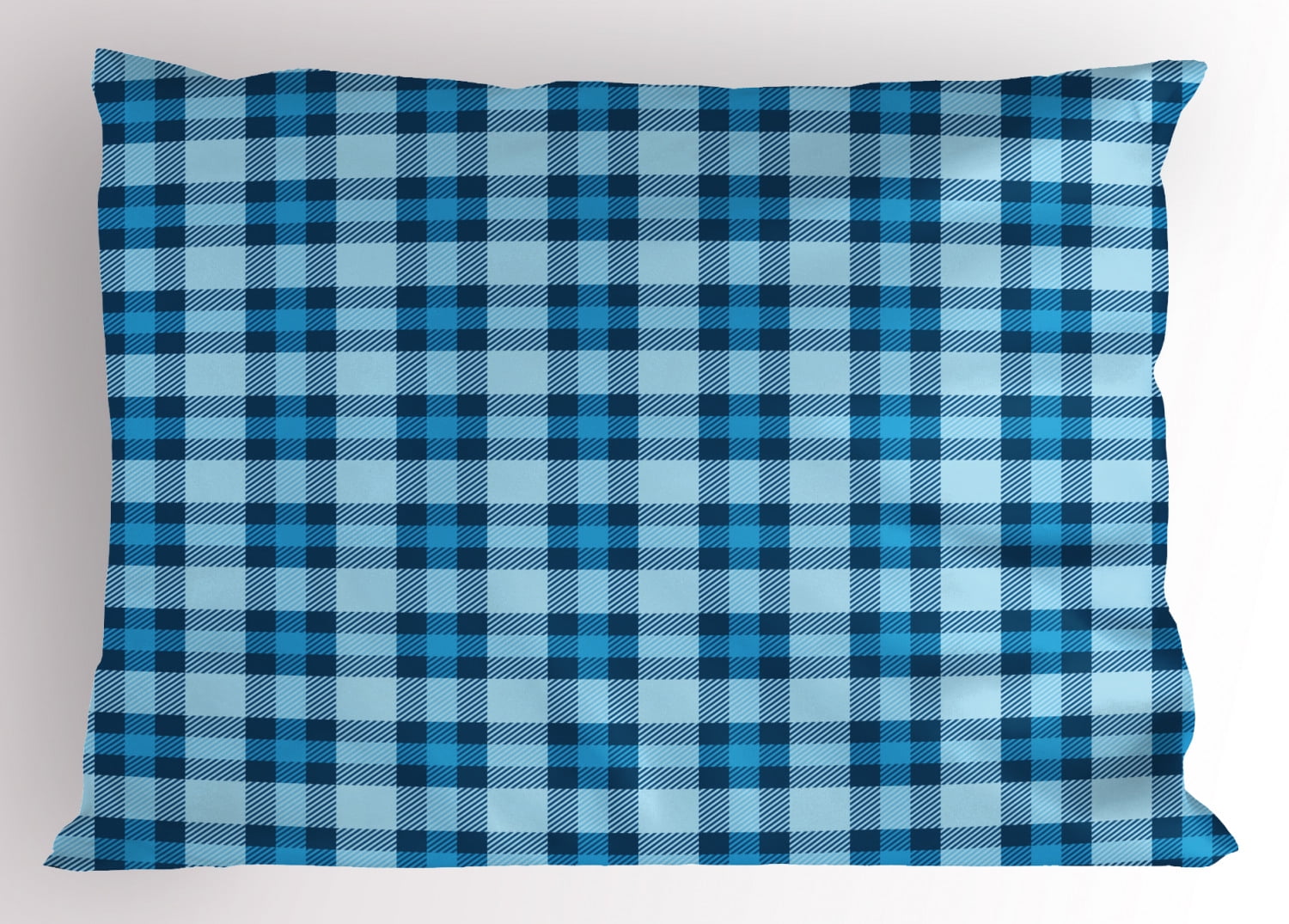 Checkered Pillow Sham Intersecting Stripes and Squares Picnic Themed