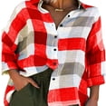 thumbnail image 1 of Chemises à Carreaux Décontractées pour Femmes Grande Taille, Chemises à Manches Longues Amples, 1 of 2