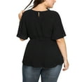 thumbnail image 5 of Women's Plus Size Knot Belted Blouse Short Sleeve Solid Shirt Tops Comfortable Casual Fashion Stylish Elegant Fit, 5 of 8