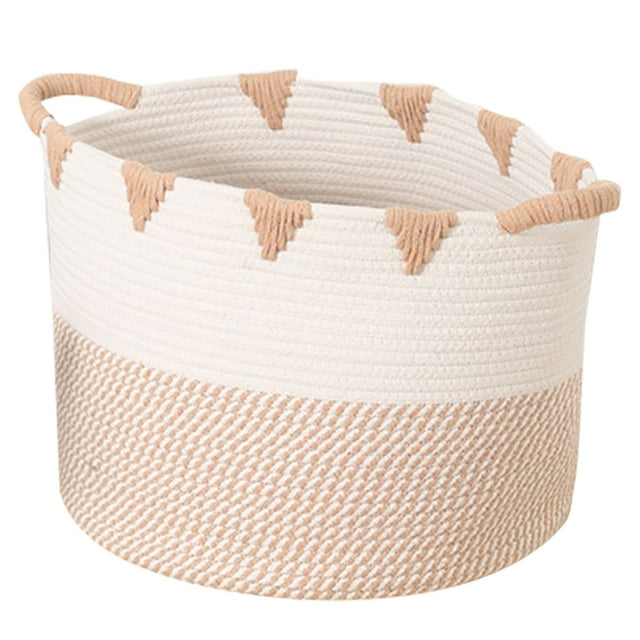 Laundry Basket Cotton Rope Round Dirty Clothes Hamper Laundry Hamper for Home