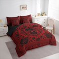 thumbnail image 2 of Homewish Goth Sugar Skull 7-Piece King Bedding,Baroque Damask Flowers King Bed in a Bag,Halloween Bed Set,Black Reversible, 2 of 8