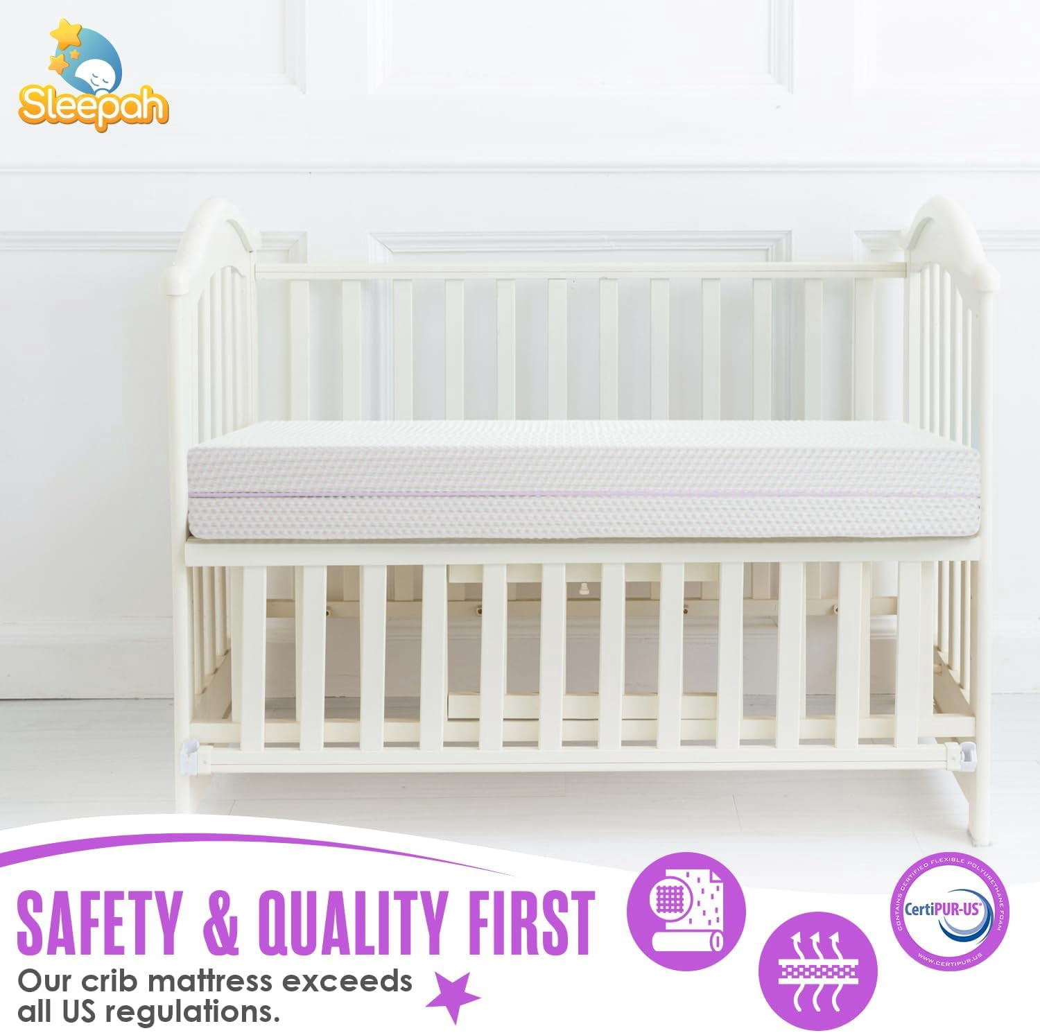 6” Crib & Toddler Bed Mattress – Made in USA – CertiPUR & OEKO-TEX Certified – Breathable Waterproof Washable Removable Soft Cover – Dual Sided Firm for Babies and Plush for Toddlers Pink