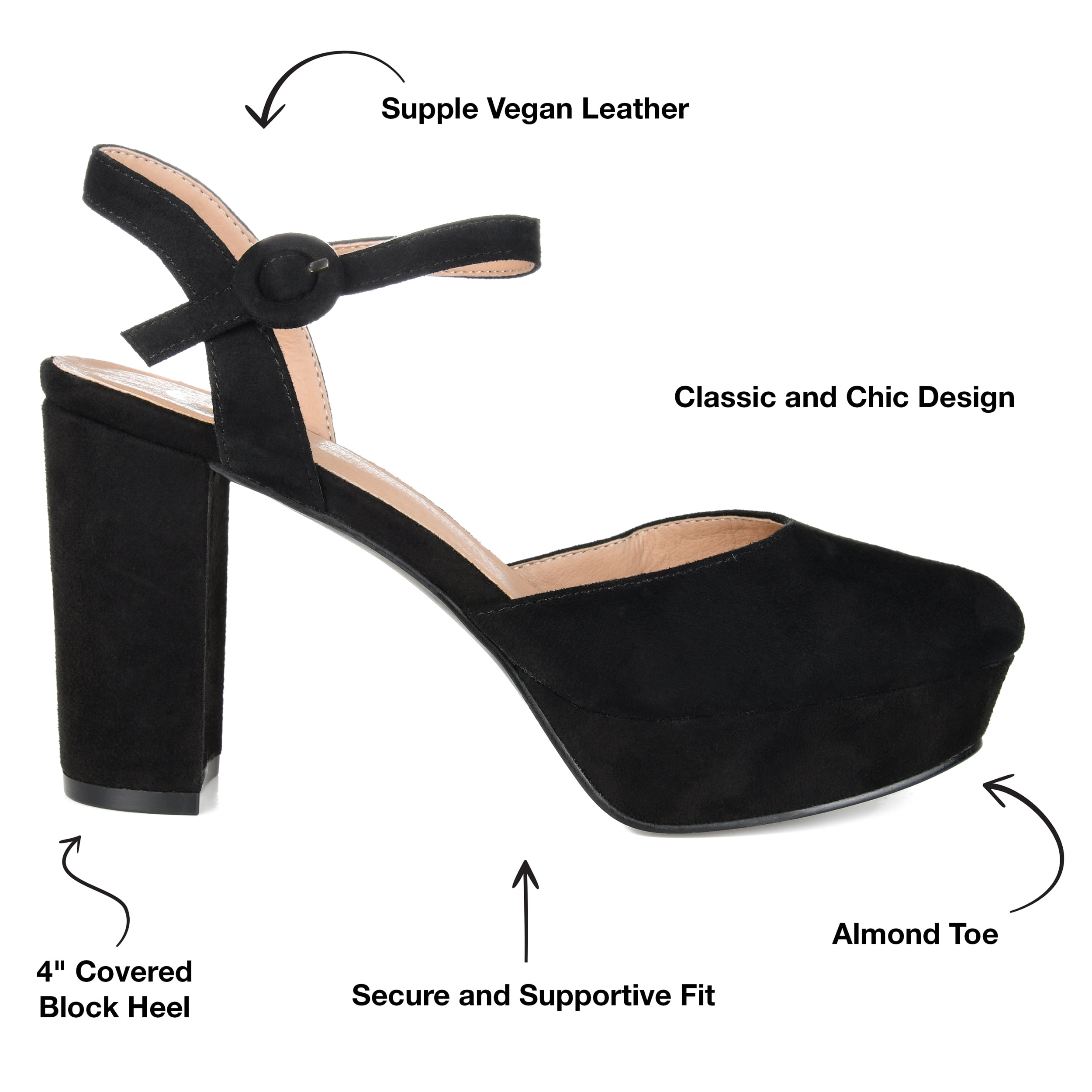 Journee Womens Roslynn Almond Toe High Block Heel Pumps, Widths Available