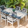 thumbnail image 2 of Blue Snowman Christmas Table Cloths for 3 Foot Rectangle Tables, Xmas Snowflake Eucalyptus Leaves Rustic Patio Waterproof Elastic Fitted Tablecloths, Washable Rectangular Table Cover for Camping, 2 of 8
