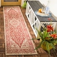 thumbnail image 3 of SAFAVIEH Beach House Stanice Medallion Indoor/Outdoor Area Rug, Red/Creme, 6'7" x 6'7" Round, 3 of 10