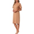 thumbnail image 4 of INSPIRE CHIC Women's Casual Summer Pajama Dress Loose Fit Nightshirts Short Sleeve Sleepwear Split Midi Nightgowns L Coffee, 4 of 6