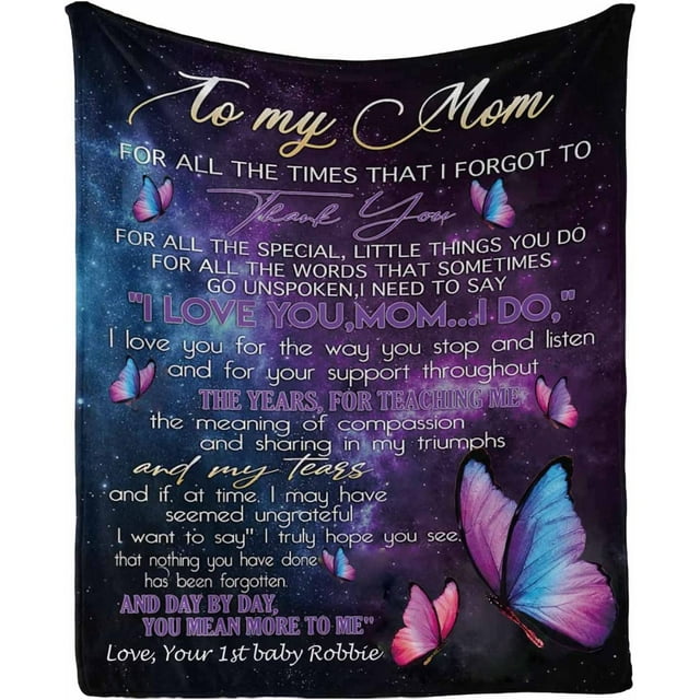 LHSHID Personalized Love Blanket Throw to My Mom from Daughter & Son for All The Times That I Forgot to Thank You I Love You Mom Blanket for Bed Couch