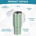 thumbnail image 2 of Yayeee 40oz Stainless Steel Tumbler with Straw and Handle Double-Wall Insulated Travel Water Bottle, Green Stripe Pattern, 2 of 8