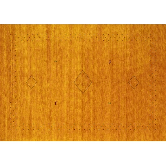 Ahgly Company Machine Washable Indoor Rectangle Abstract Yellow Contemporary Area Rugs, 5' x 8'