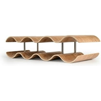 Countertop Wine Rack - 7 Bottle Freestanding Wine Bottle Holder Stand - 2 Tier Wooden Wine Storage Rack - Wavy Wine Organizer for Cabinet Pantry Home Kitchen Bar