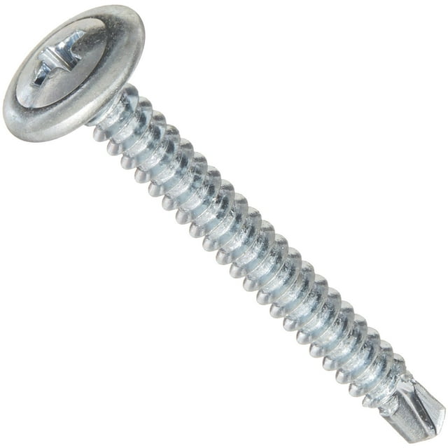 Small Parts Vis Auto-Perçantes en Acier 0824KPM, Finition Zincée, Tête de Fermeté Modifiée, Entraînement Phillips, Point de Forage 2, Taille de Filetage 8-18, Longueur 1-1/2 Pouces (Lot de 100)