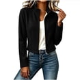 thumbnail image 2 of FDGIU Women's Stand Collar Fleece Lined Zip Up Jacket, Long Sleeve Slim Fit Cropped Outerwear for Fall Winter Daily Outdoor Outfits, 2 of 5