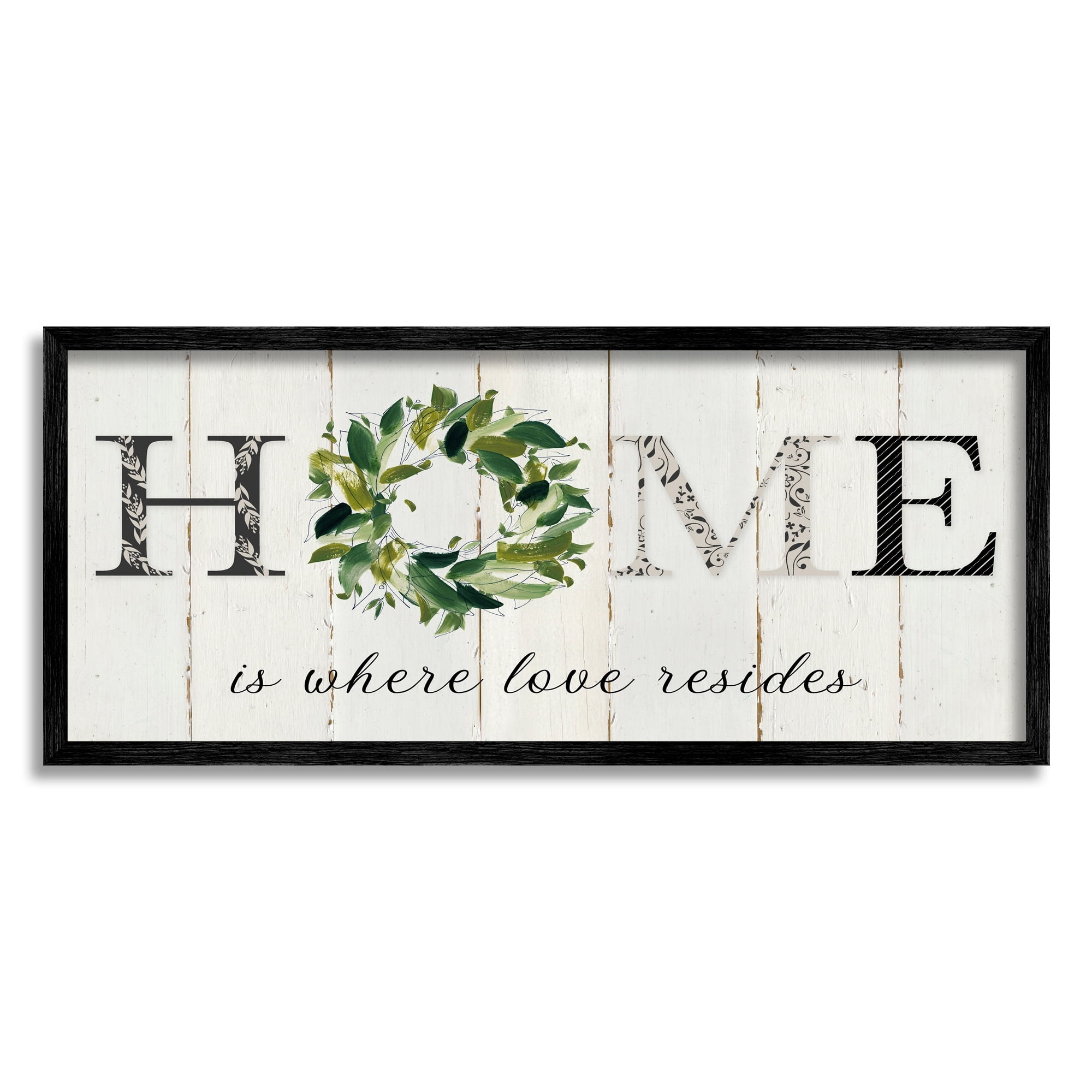 Stupell Industries Home Where Love Resides Phrase Charming Farmhouse Sign, 30 x 13, Design by Carol Robinson