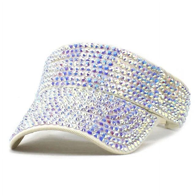 LinYooLi Visières en Coton d'Été Couleur Strass Casquette de Protection Solaire Ajustable pour Hommes et Femmes 05