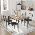 thumbnail image 2 of 5-Piece Farmhouse Dining Table Set for 4, Wooden Kitchen Table with Upholstered Chairs, Space-Saving Furniture for Small Apartment and Breakfast Nook, Grey, 2 of 6
