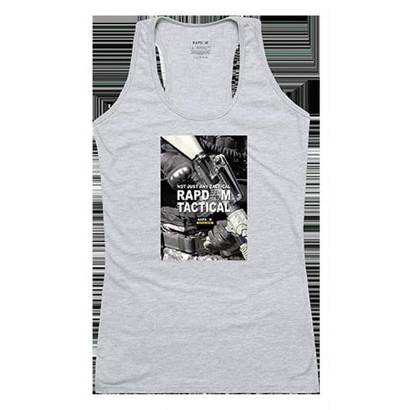 RapDom Not Just Any Tactical Graphic Womens Tank Top [Heather Grey - XL]