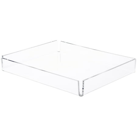 Plymor Clear Acrylic Open Corner Merchandise Display Tray, 8" W x 10" D x 1.25" H (2 Pack)