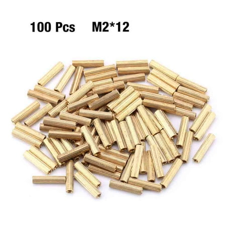 

100pcs Brass Female Female Spacer Standoff Thread Pillar Studs for Computer Motherboard (M2*12)