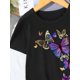 thumbnail image 3 of Tween Girls Simple Round Neck Short Sleeve T-Shirt, Machine Washable | Butterfly-Themed Casual Clothing | Vibrant Design | Stretchable Knit Fabric,Fashionable For Summer, 3 of 4