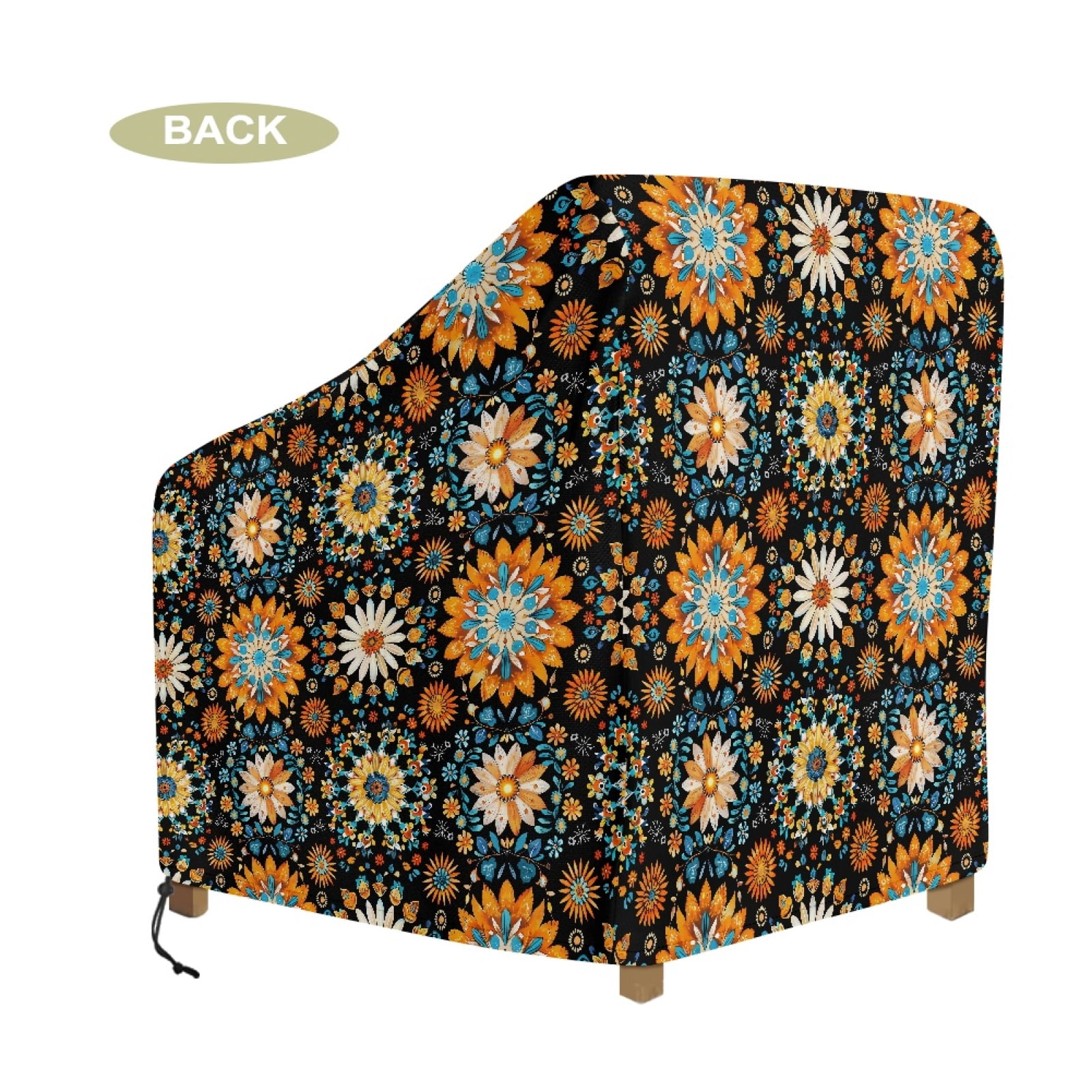 Renewold Waterproof Outdoor Chair Covers All Weather Protection Lounge Deep Seat Covers for Wicker, Swivel, Adirondack, Rocking Chairs, 29"x33"x36", Bohemian Flower