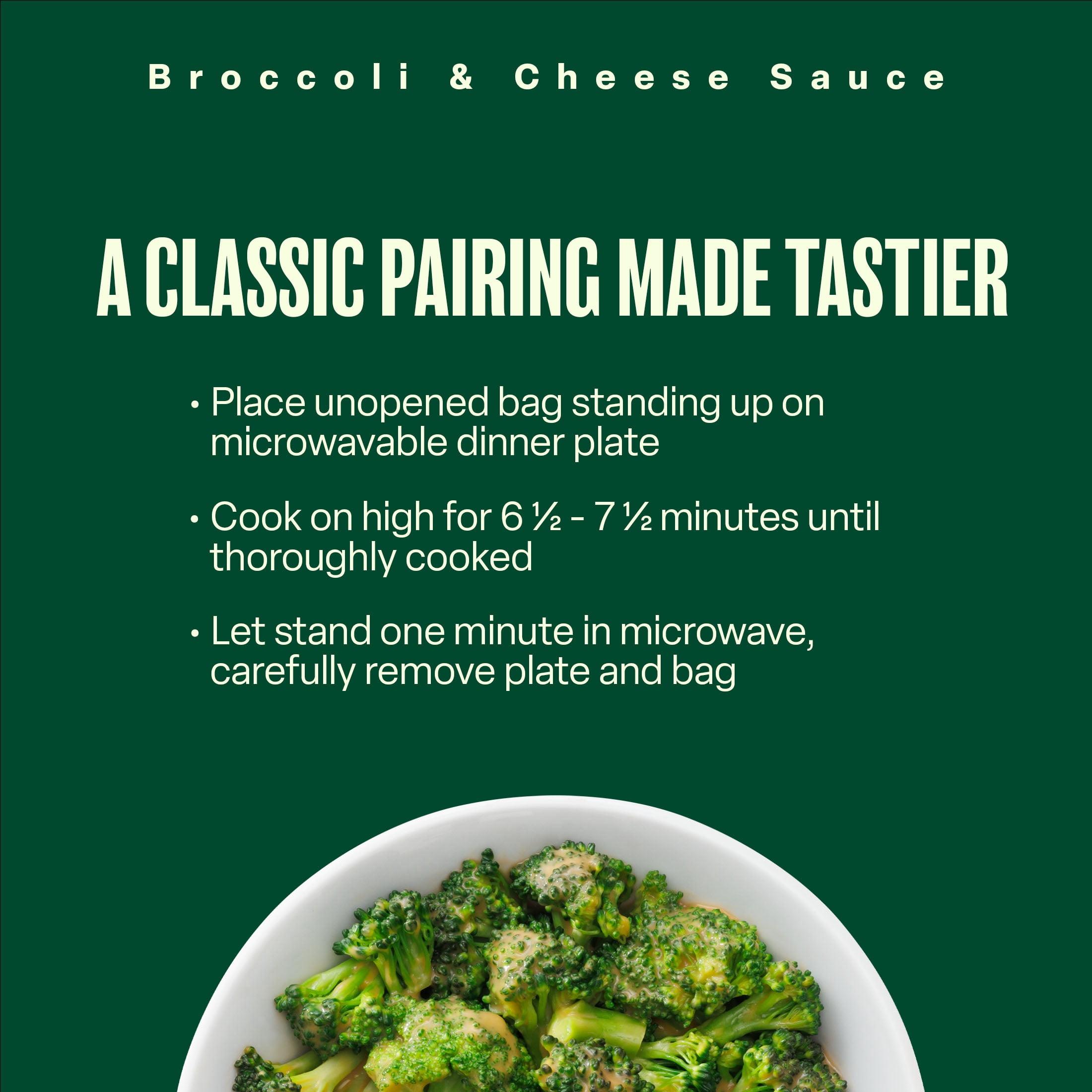 Green Giant Simply Steam Broccoli & Cheese Sauce, 10 oz Bag (Frozen Vegetables)