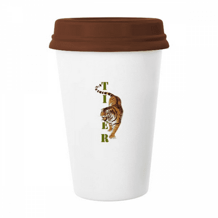 

Cat Tiger Descends Mountain Ferocious Mug Coffee Drinking Glass Pottery Cerac Cup Lid