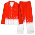 thumbnail image 1 of Puntoco Conjunto De Pijama De Pantalones Y tops Casuales De Manga Larga Con Estampado Navideño Para Mujer (1 top + 1 Pantalón) Conjunto De Solapa De Manga Larga Rojo S, 1 of 4
