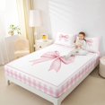 thumbnail image 6 of Erosebridal Watercolor Bow Bed Sheets for Girls, Pink Plaid Buffalo King Sheets for Women, 4 Pieces, 6 of 6
