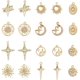 thumbnail image 1 of 1 caja de 20 piezas con 10 estilos de dijes de sol y luna, dijes de estrella, dije redondo de aleación de oro con diamantes de imitación y circonitas cúbicas, diseño celestial., 1 of 5